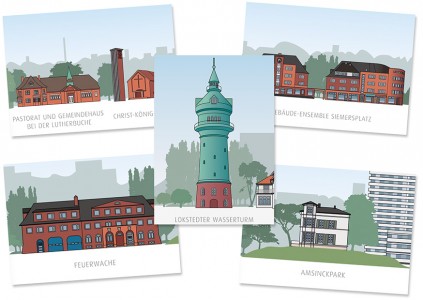 Vier neue Postkartenmotive aus dem Lokstedt Panorama